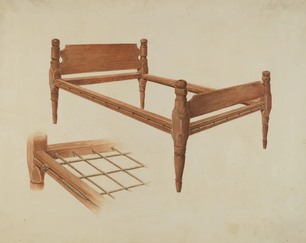 Wooden Bed by Al Curry - Canvas Print