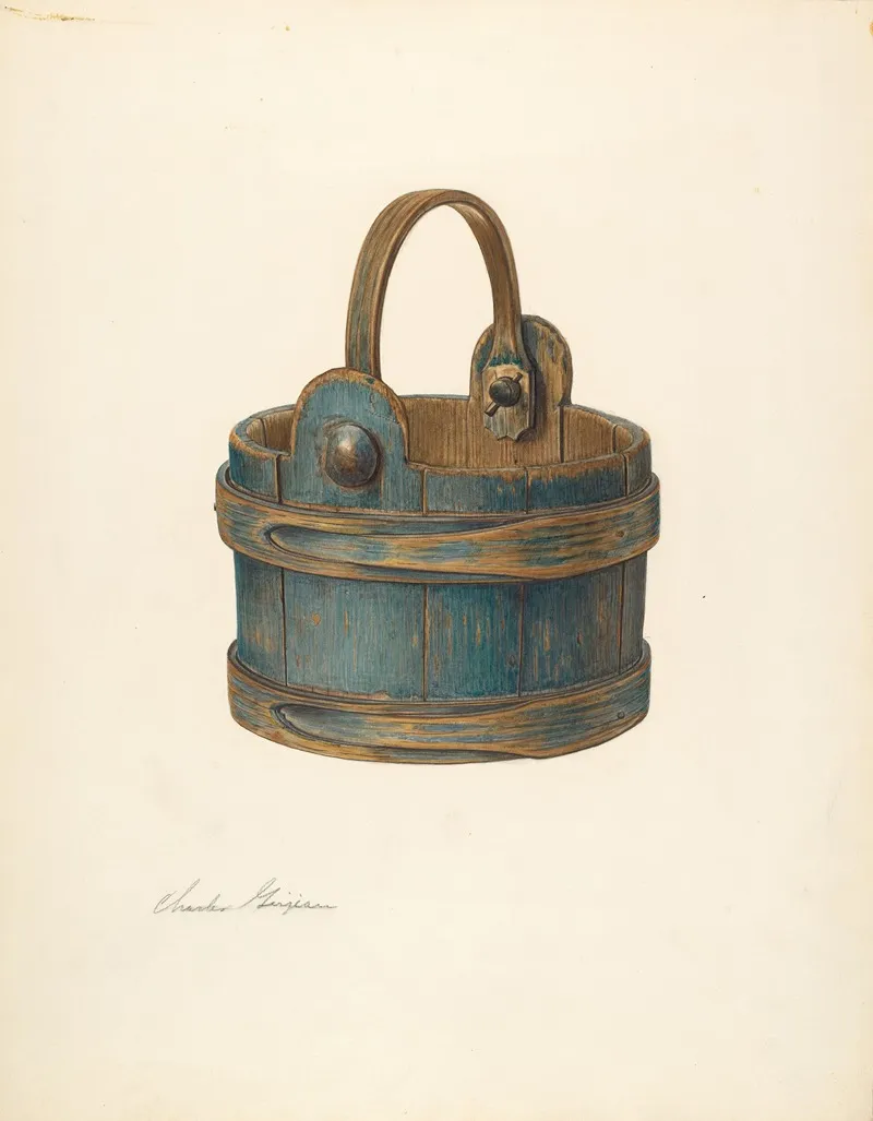 Wooden Bucket by Charles Garjian - Canvas Print