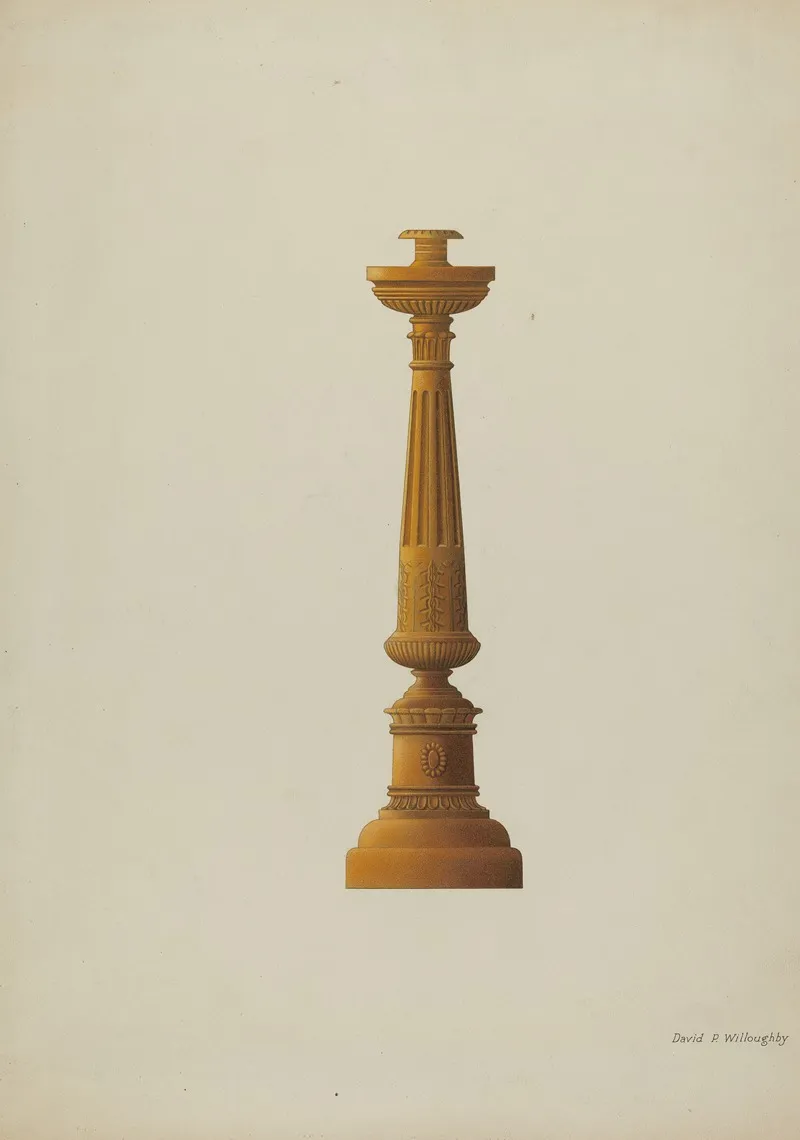 Wooden Candlestick by David P Willoughby - Canvas Print