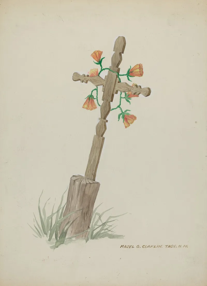 Wooden Cross Used As Headstone