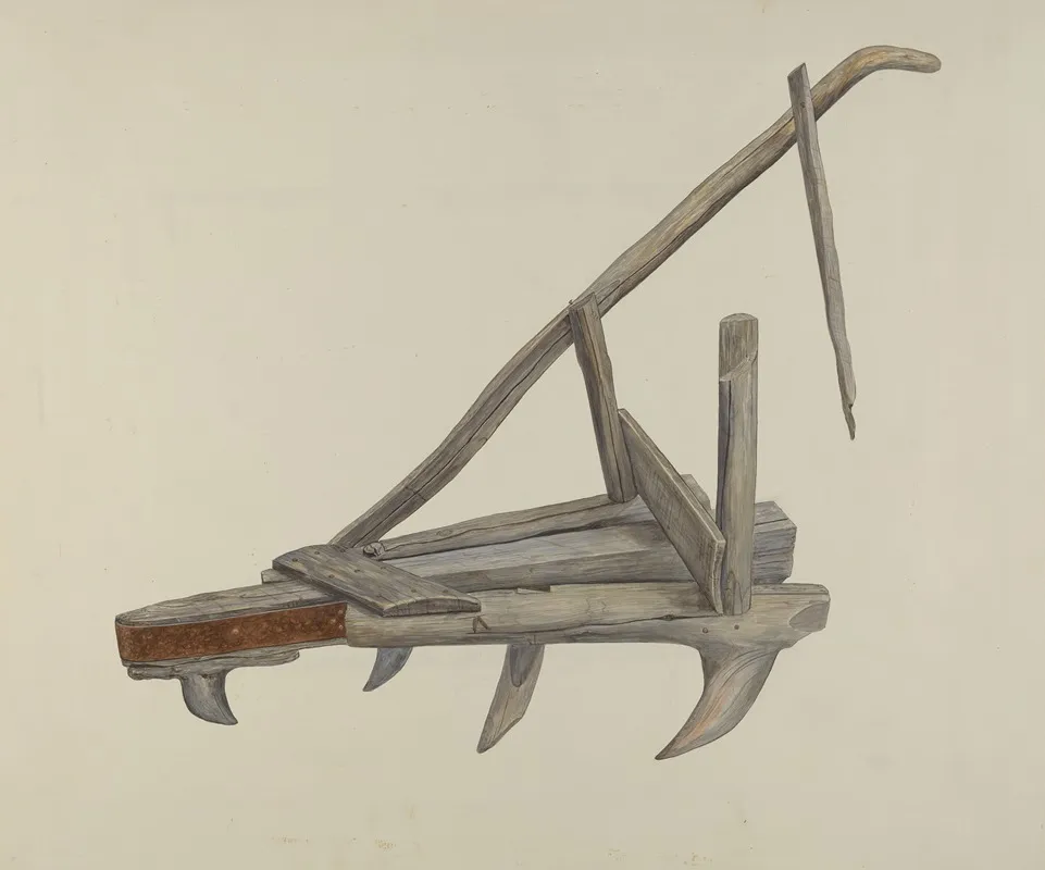 Wooden Harrow Or Cultivator by Wilbur M Rice - Canvas Print