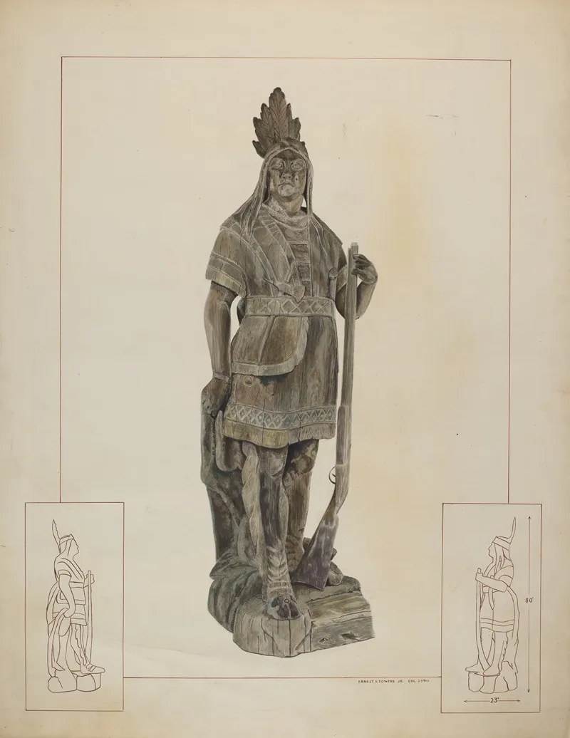 Wooden Indian Chief by Ernest A. Towers, Jr. - Canvas Print