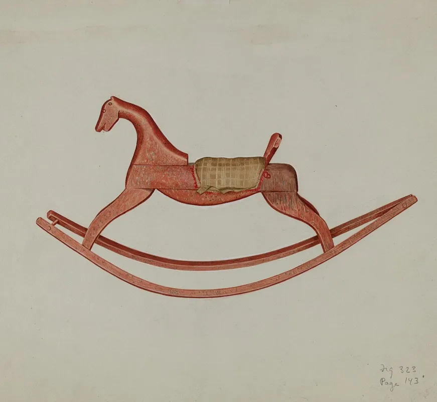 Wooden Rocking Horse by Helen E. Gilman - Canvas Print