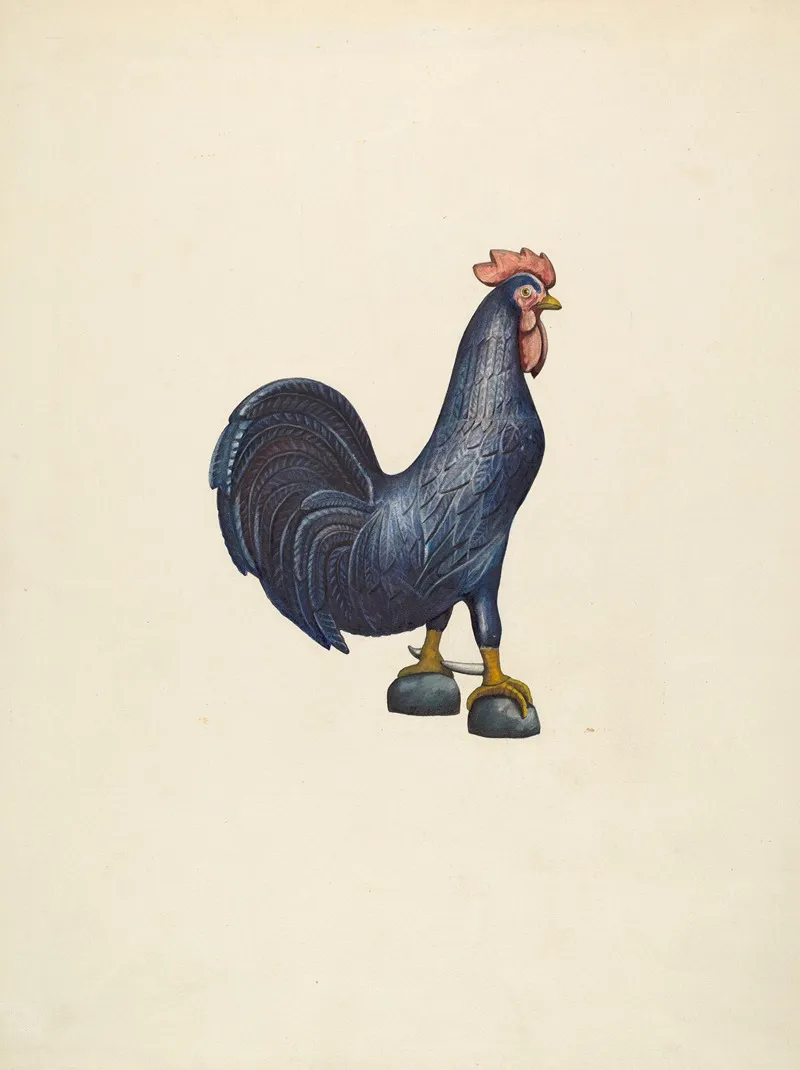 Wooden Rooster by John Davis - Canvas Print