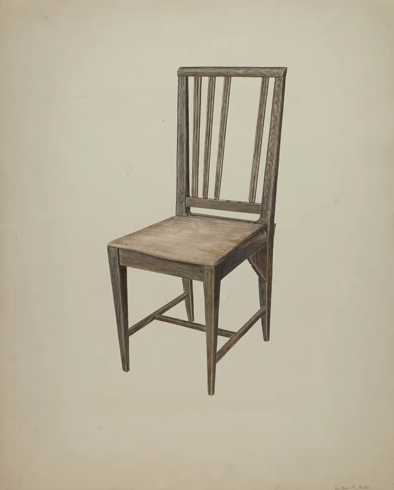 Wooden Straight Chair by Wilbur M Rice - Canvas Print