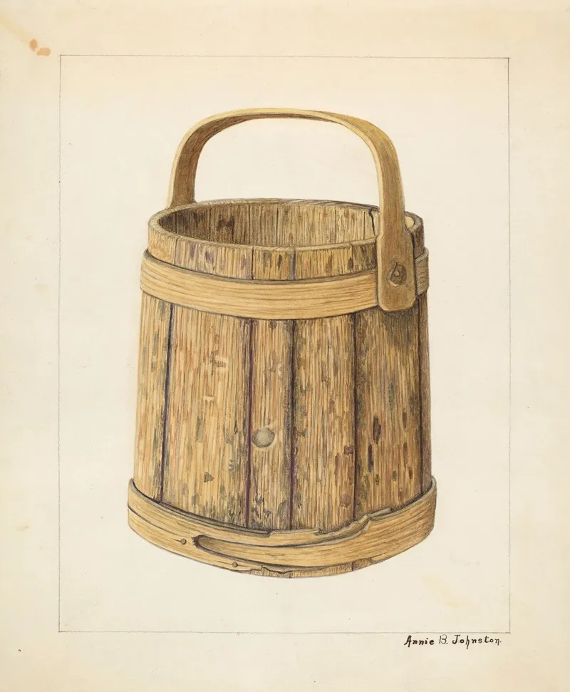Wooden Sugar Bucket by Annie B. Johnston - Canvas Print