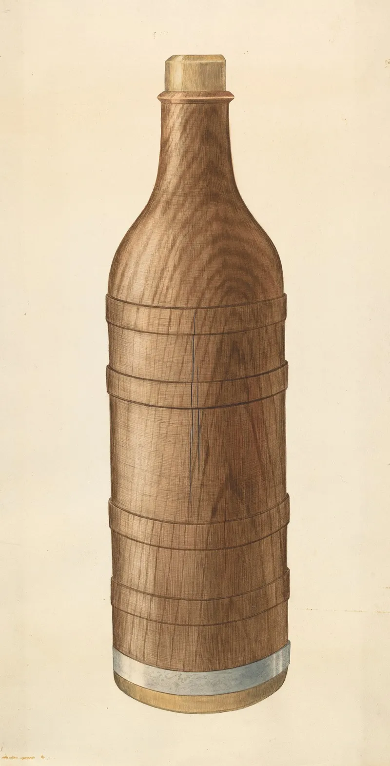 Wooden Wine Bottle by Wilbur M Rice - Canvas Print