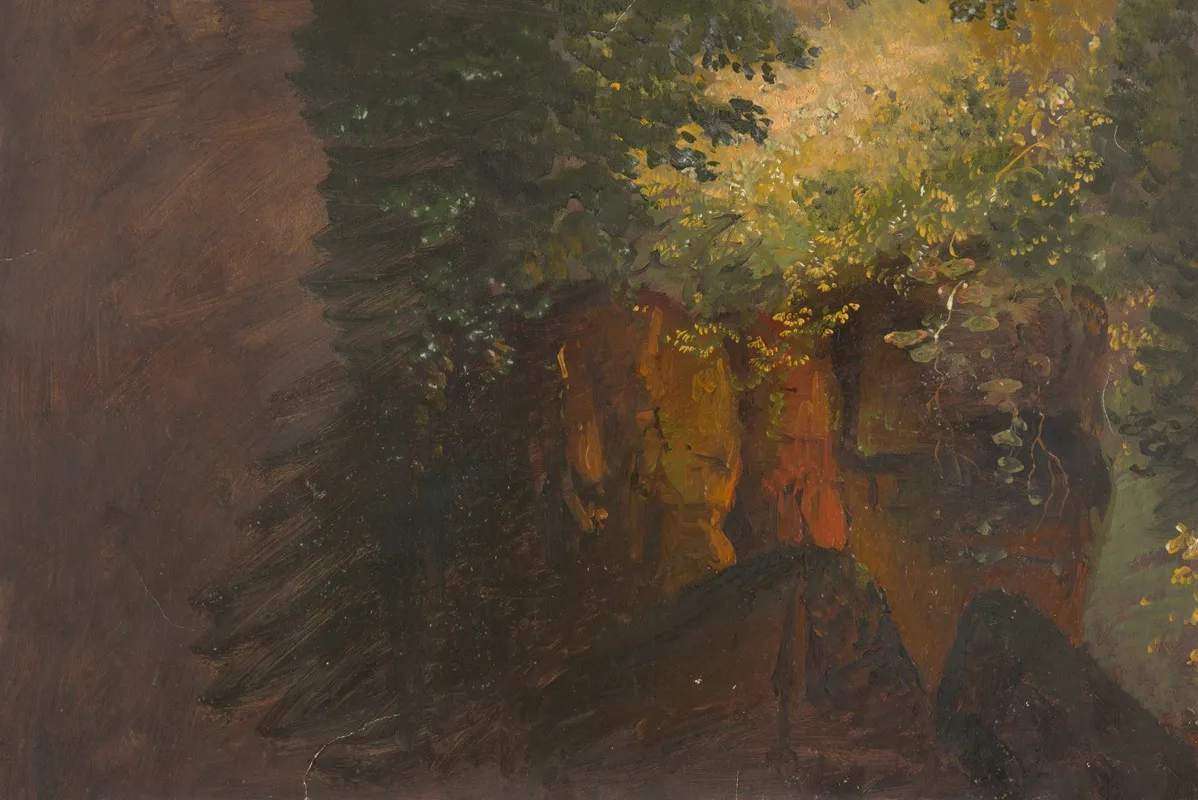 Woodland Scene With Rocks by Frederic Edwin Church - Canvas Print