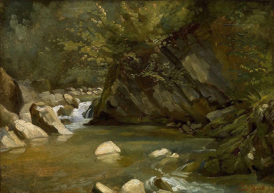 Woodland Stream by Paul Huet - Canvas Print