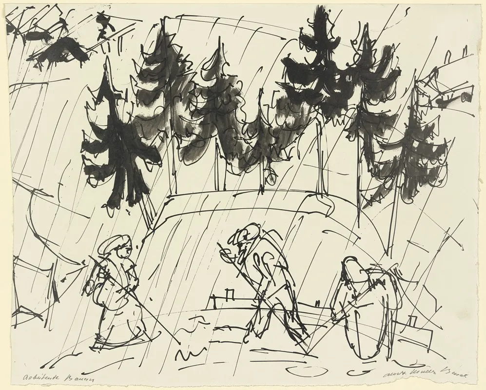 Working Farmers by Albert Müller - Canvas Print