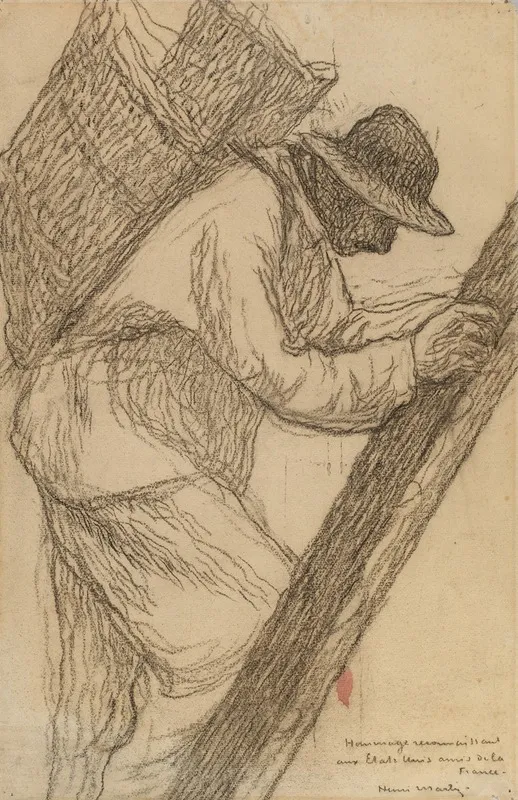 Workman On A Ladder by Henri Martin - Canvas Print