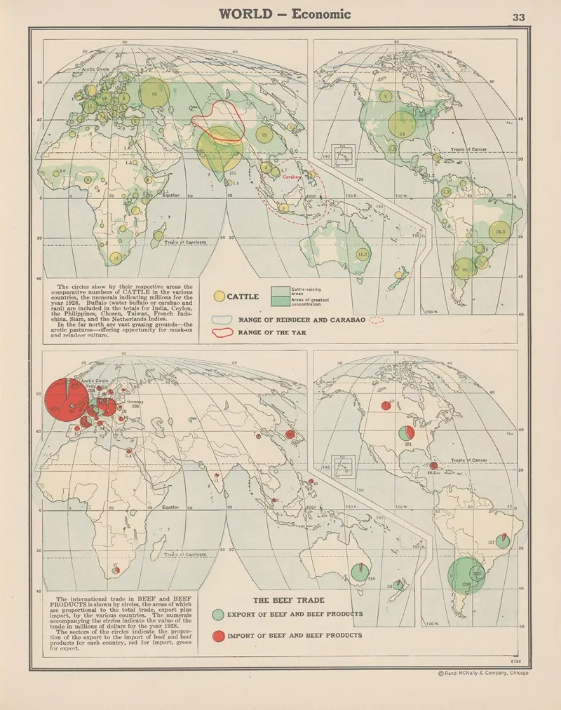 World Economic Cattle The Beef Trade by John Paul Goode - Canvas Print