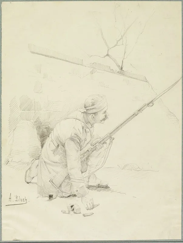 Wounded Soldier Loading His Rifle