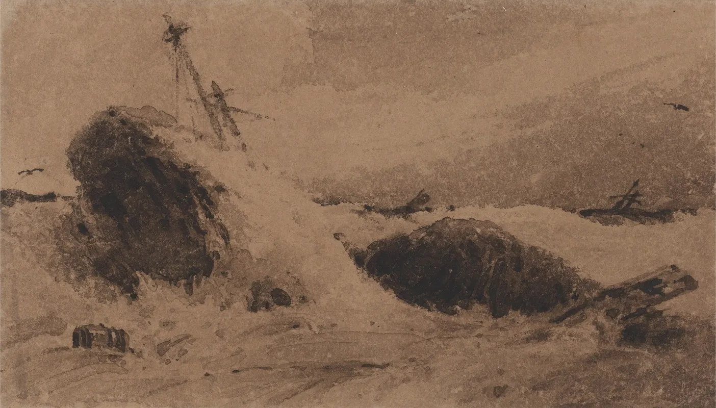 Wrecked Ship In A Stormy Sea