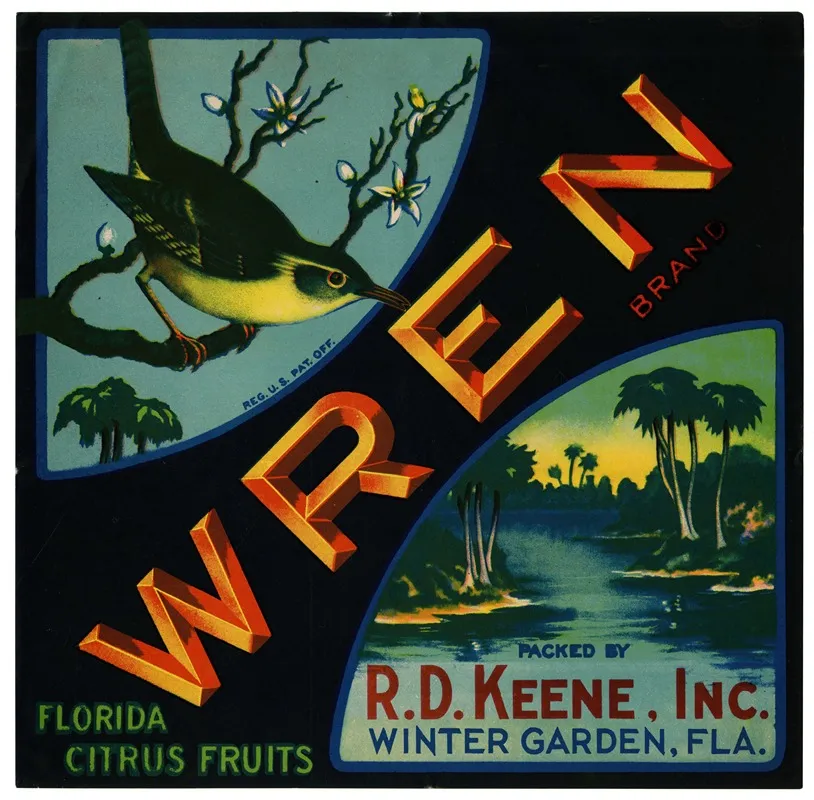 Wren Brand Florida Citrus Fruit Label 3