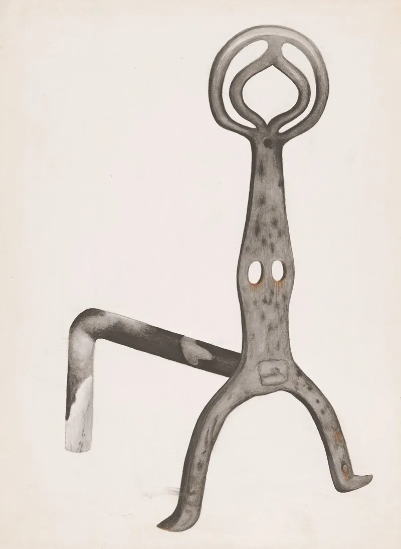 Wrought Iron Andiron by Natalie Simon - Canvas Print