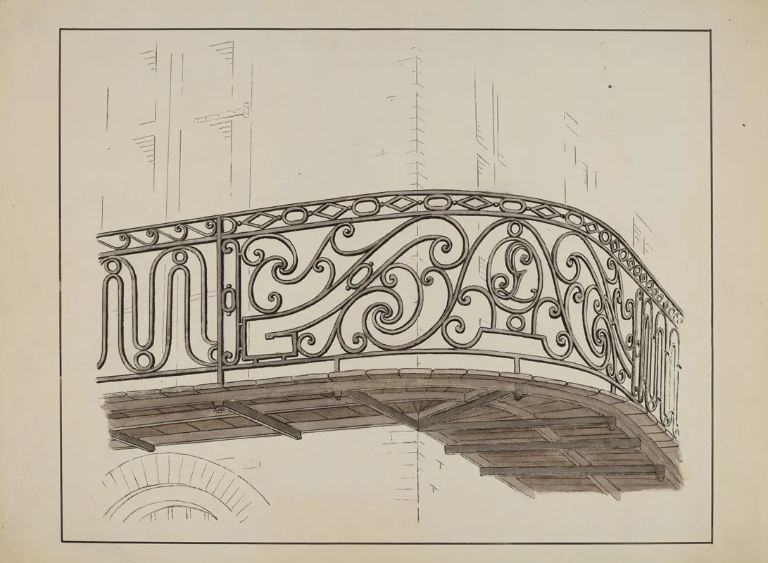 Wrought Iron Balcony Rail 6 by Lucien Verbeke - Canvas Print