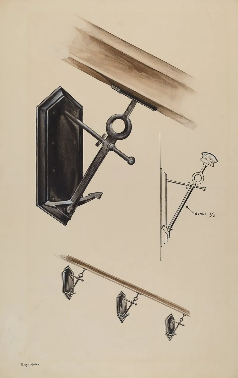 Wrought Iron Banister Bracket by James McLellan - Canvas Print