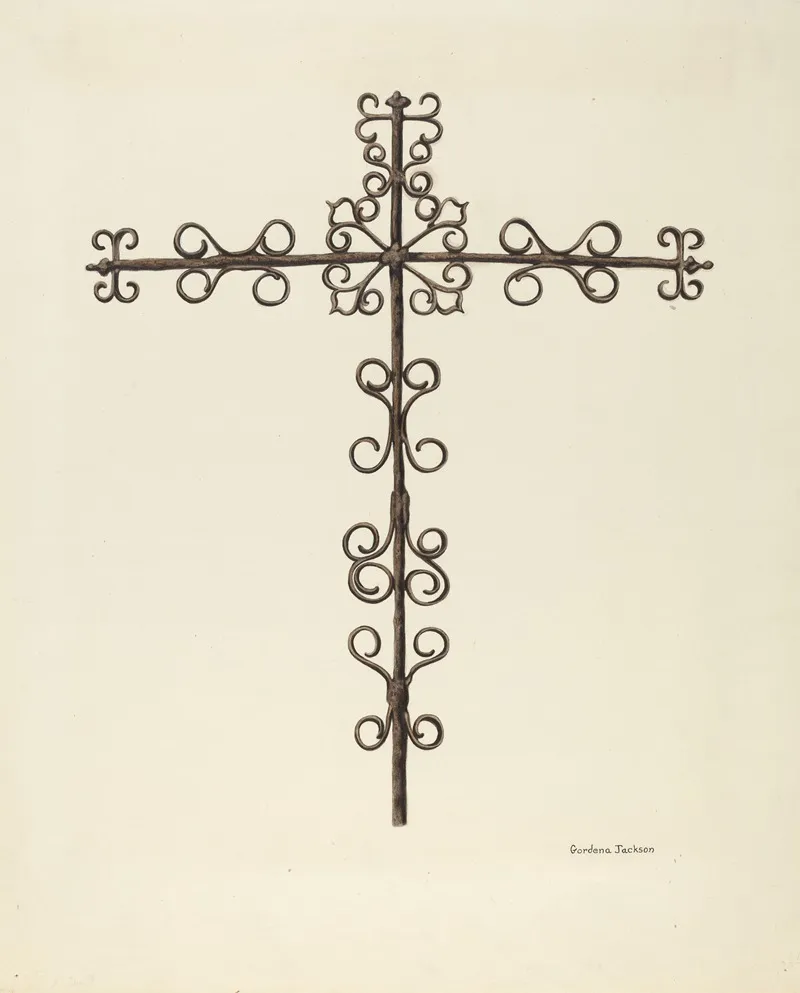 Wrought Iron Cross Restored by Gordena Jackson - Canvas Print