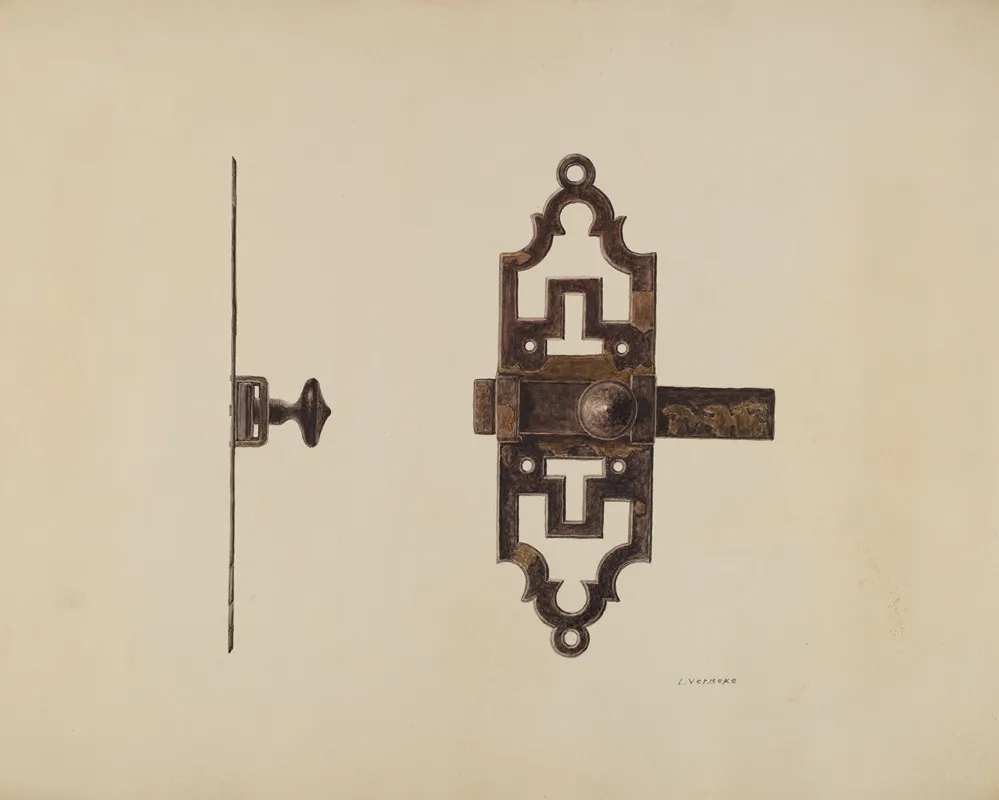 Wrought Iron Latch by Lucien Verbeke - Canvas Print