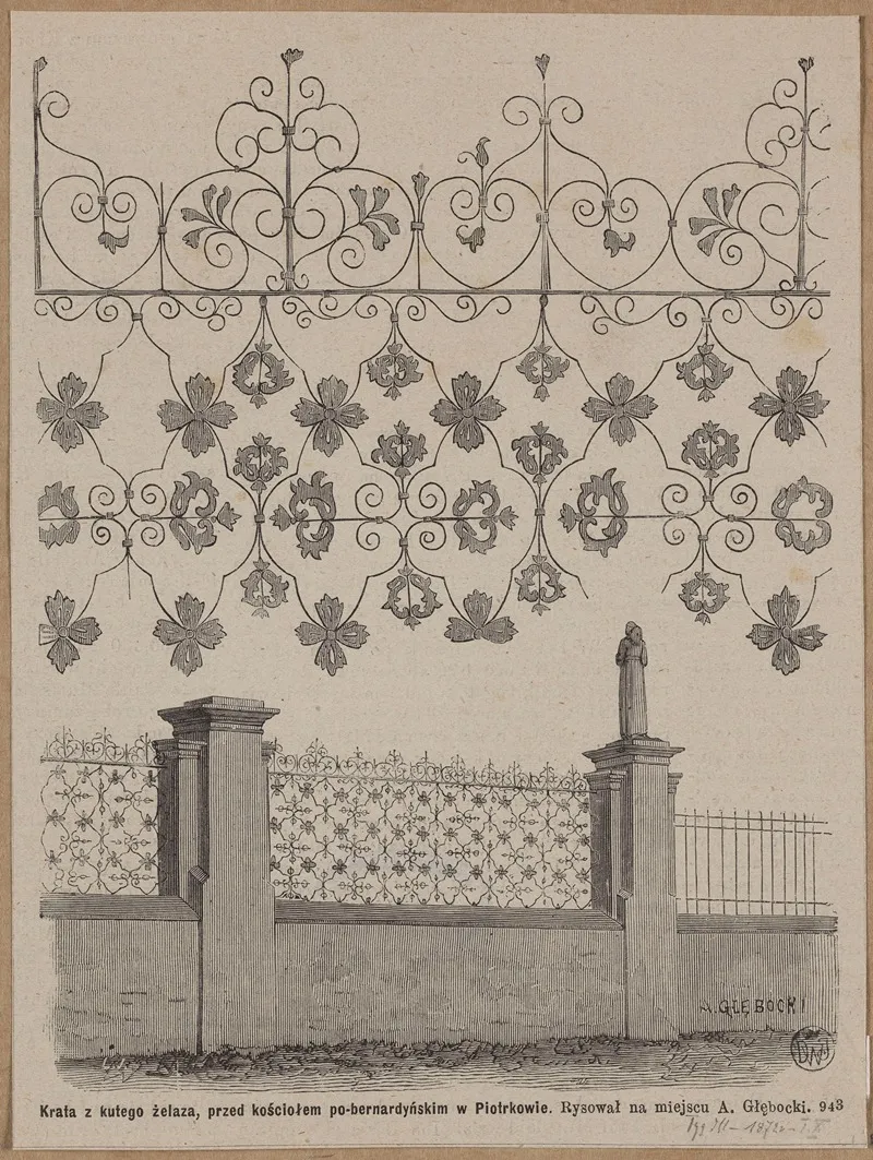 Wrought Iron Lattice In Front Of The Post Bernardine Church In Piotrkow by Adrian Głębocki - Canvas Print