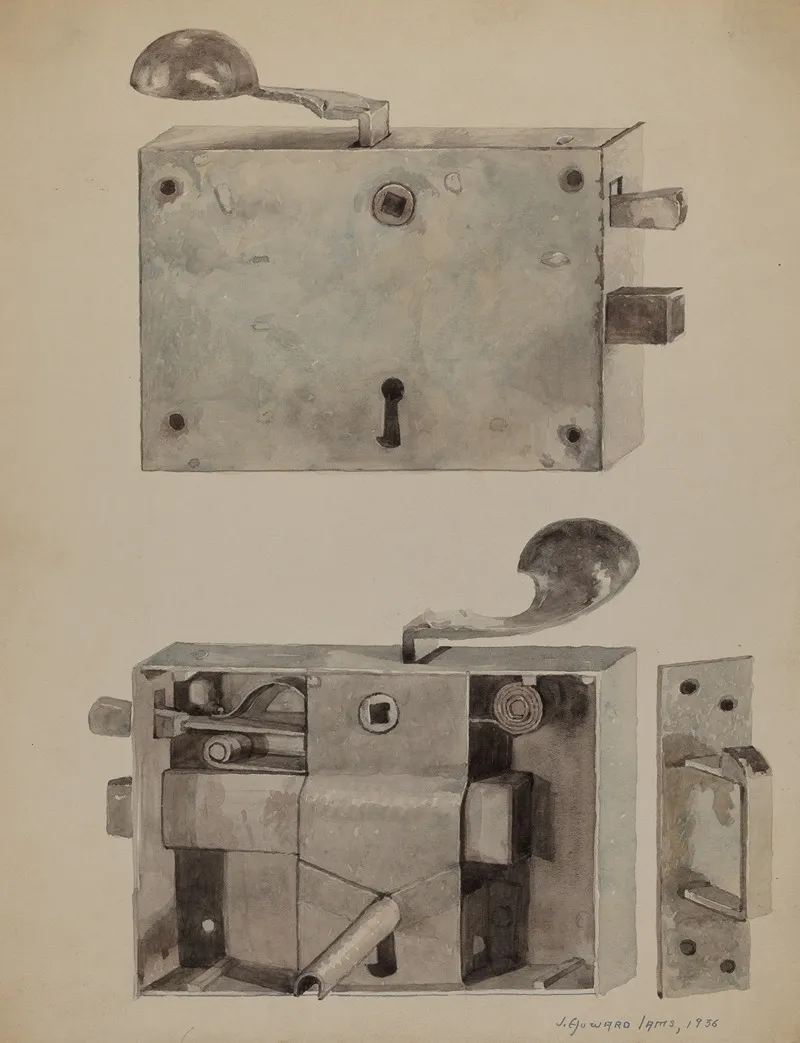 Wrought Iron Lock by J. Howard Iams - Canvas Print