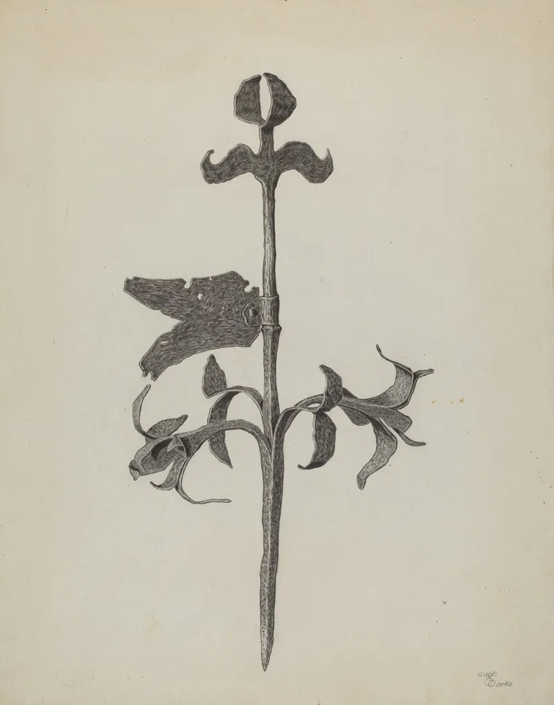 Wrought Iron Weather Vane by Hugh Clarke - Canvas Print