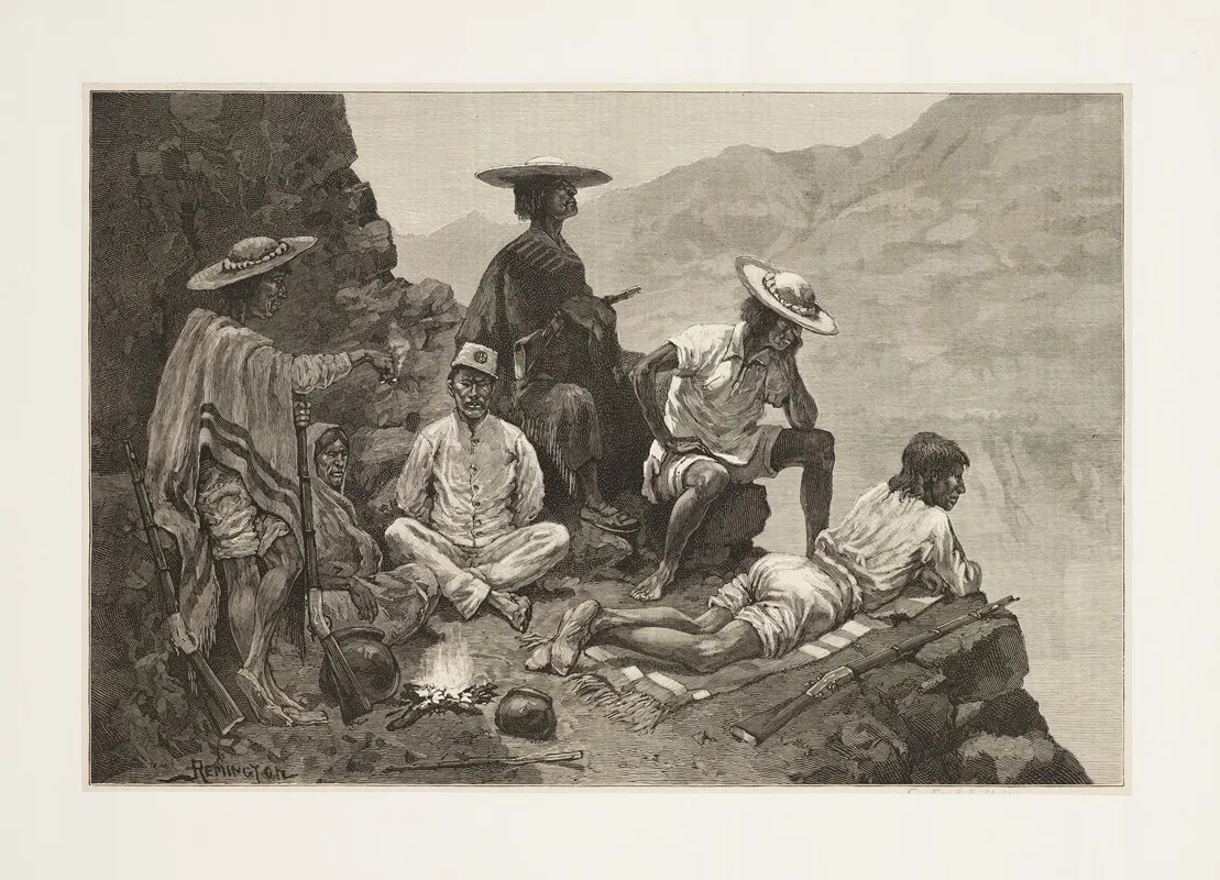 Yaqui Indian Refugees With Captive Mexican Soldier