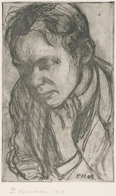 Young Man Deep In Thought by Pekka Halonen - Canvas Print