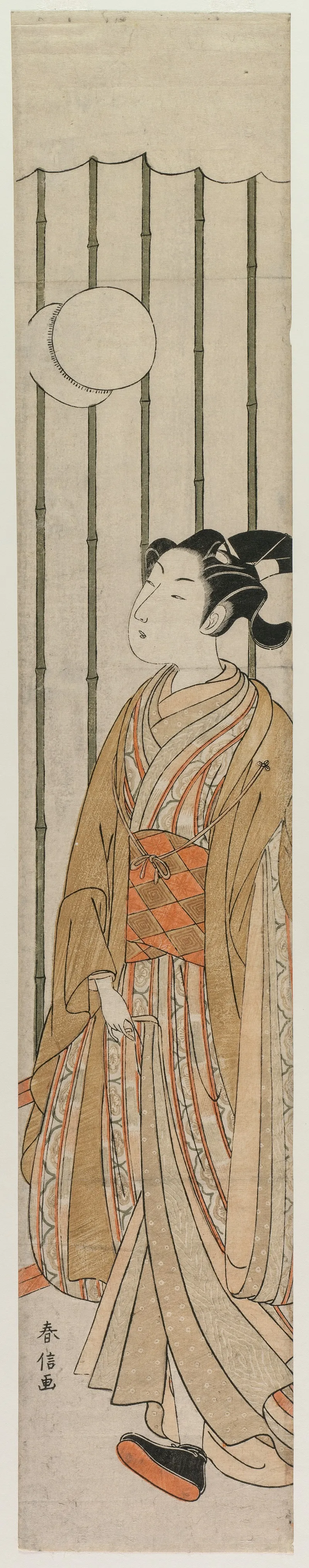 Young Man Playing Football by Suzuki Harunobu - Canvas Print