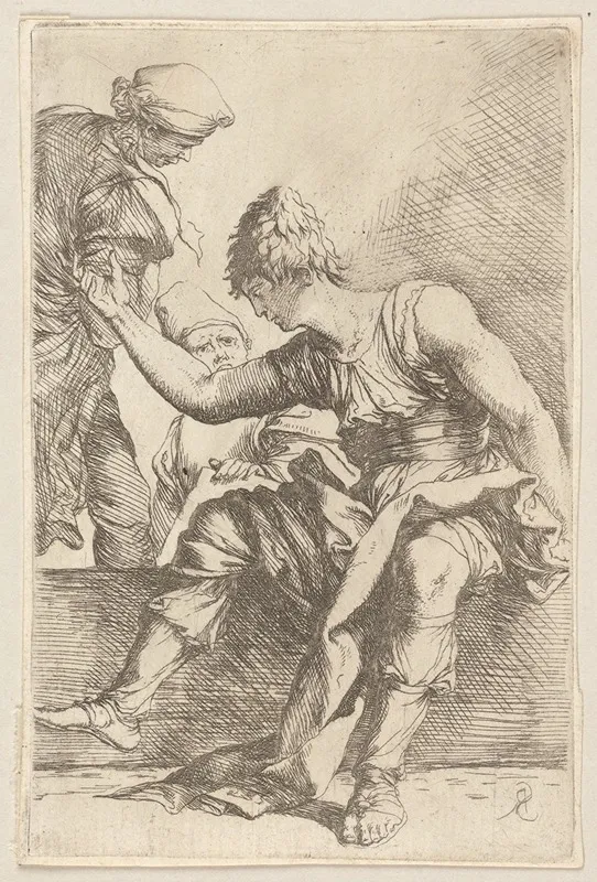 Young Man Seated by Salvator Rosa - Canvas Print