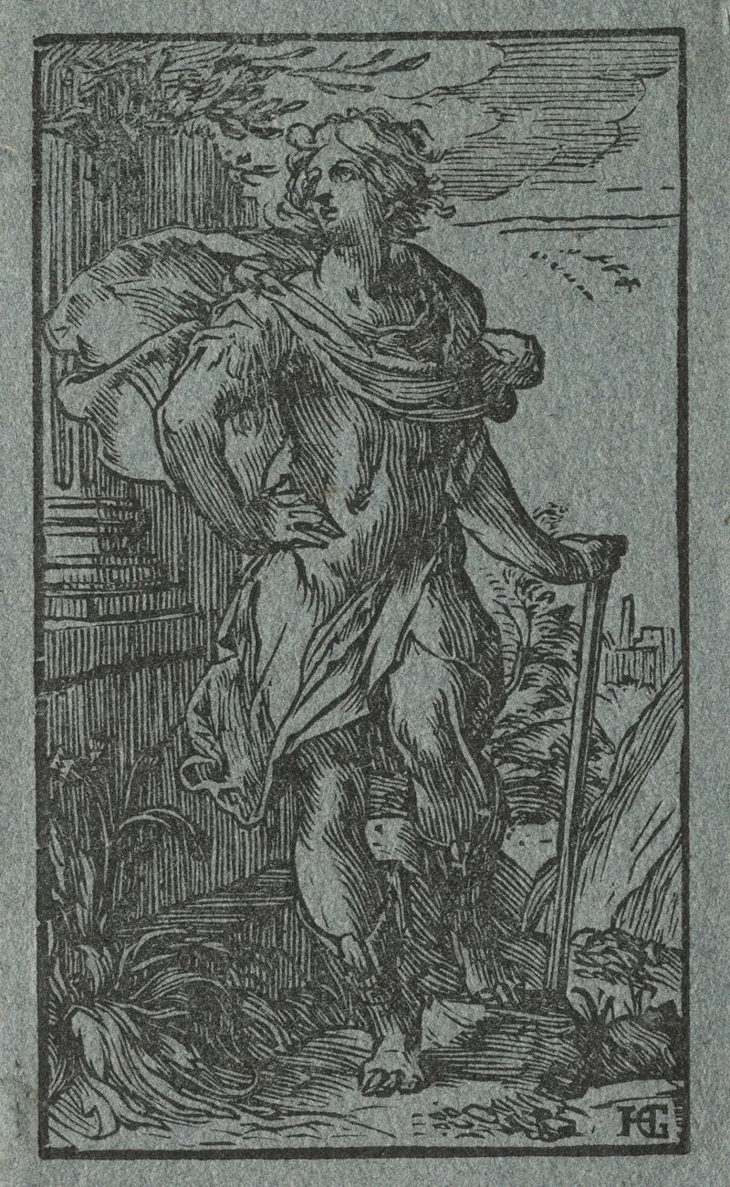 Young Man Standing With A Cane