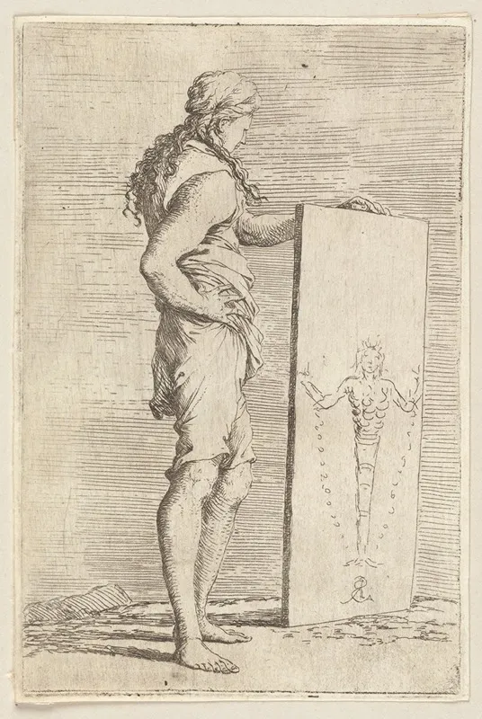 Young Man Viewing A Painting