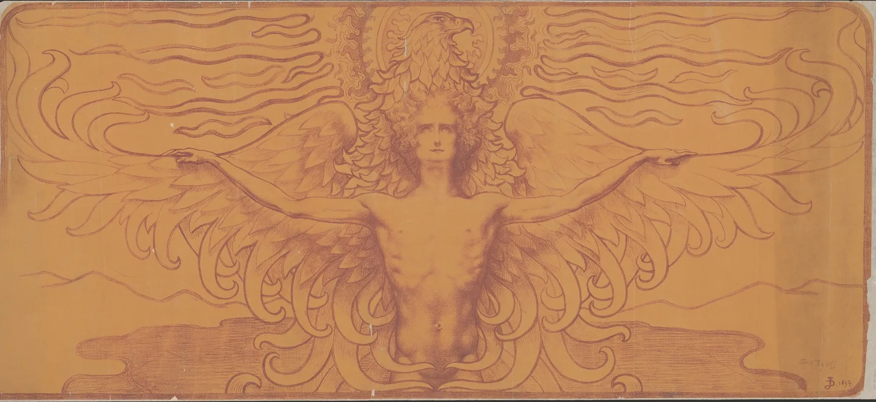 Young Man With Outstretched Arms On The Wings Of An Eagle