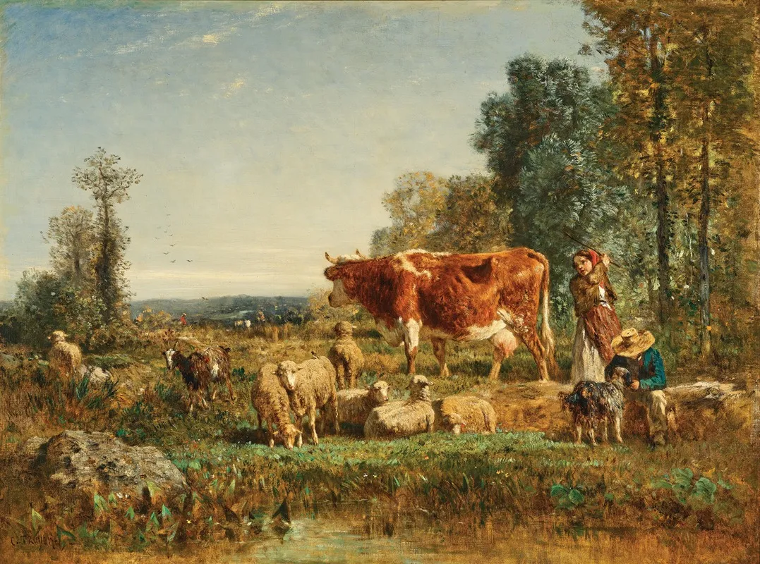 Young Shepherds With Their Cattle
