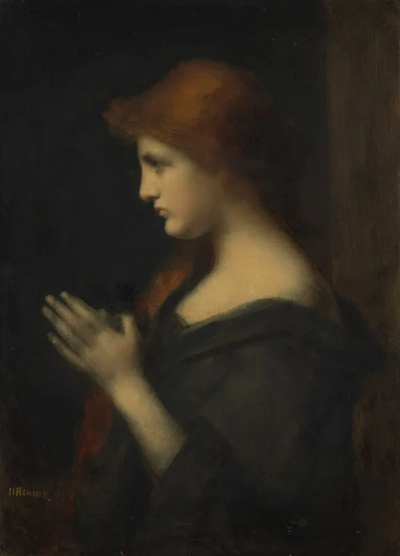 Young Woman Praying by Jean-Jacques Henner - Canvas Print