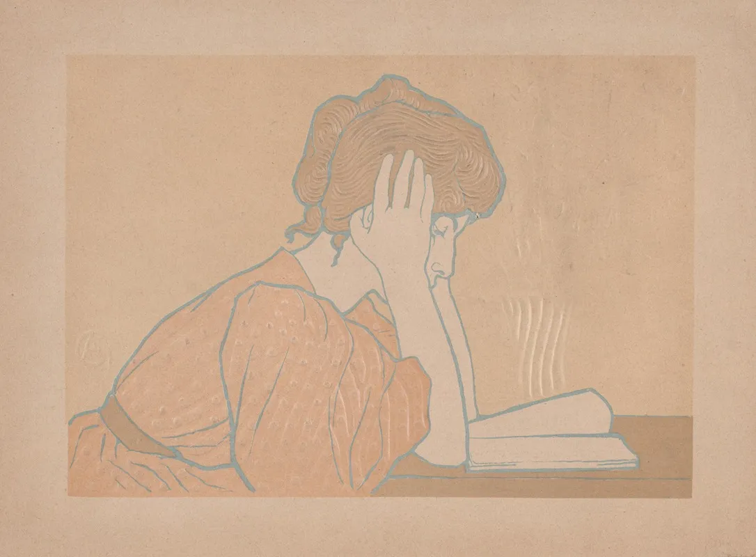 Young Woman Reading 7 by Alexandre Charpentier - Canvas Print