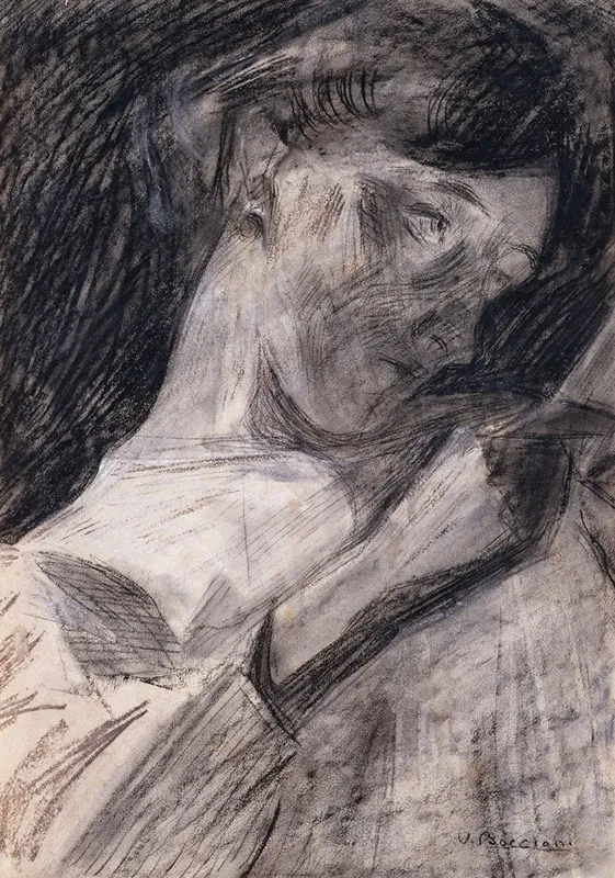 Young Woman Reading Ines by Umberto Boccioni - Canvas Print