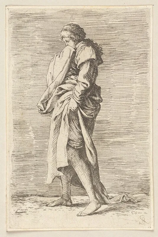 Young Woman Walking Toward The Left