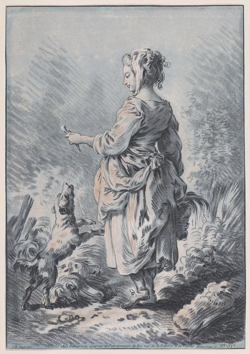 Young Woman With A Dog