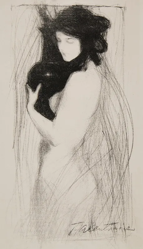 Young Woman With A Vase 2 by Teodor Axentowicz - Canvas Print