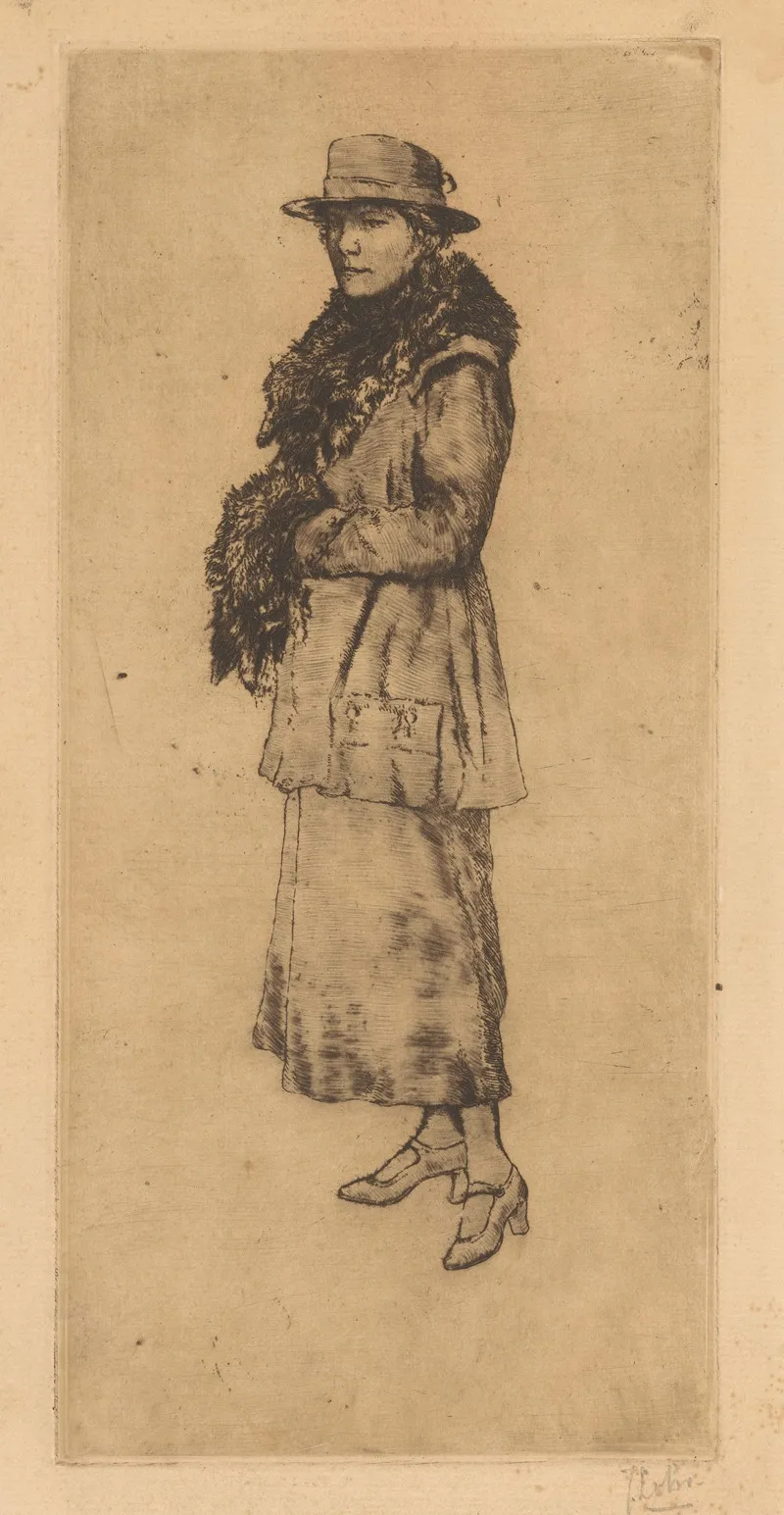 Young Woman With Muff by Johannes Löhr - Canvas Print