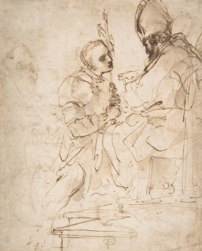 Youth Kneeling Before A Prelate