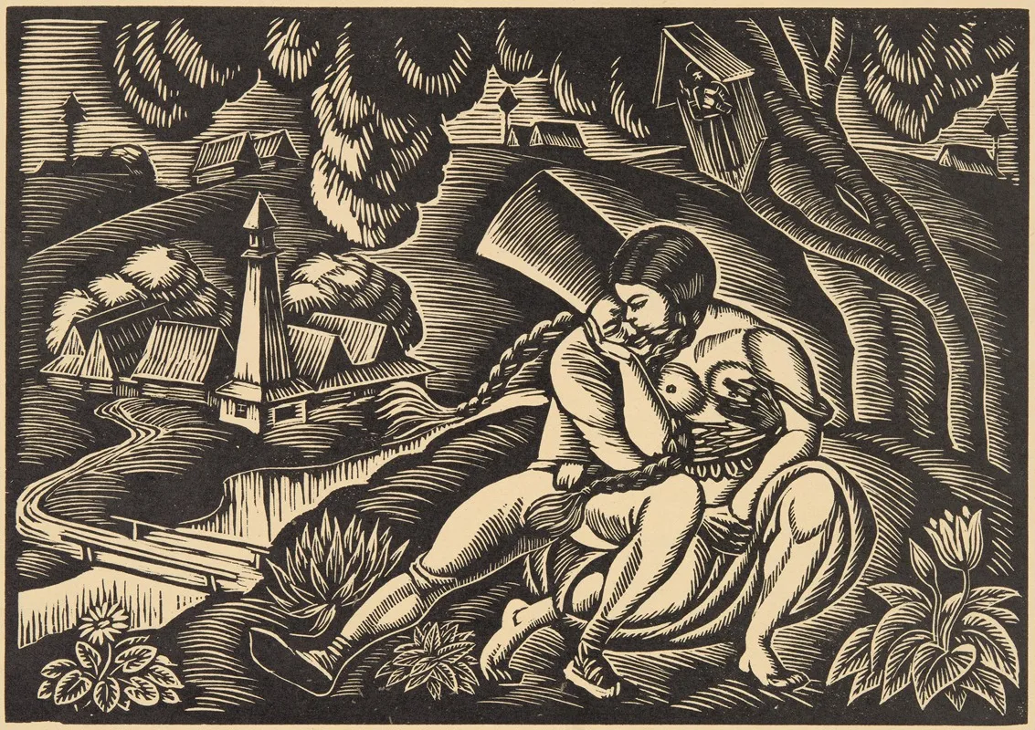 Zaloty by Władysław Skoczylas - Canvas Print