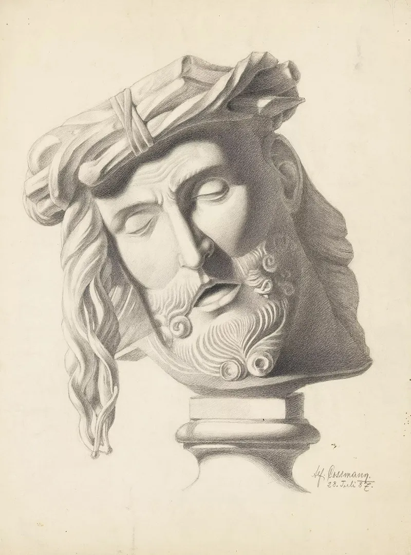 Zeichnung Nach Akademievorlage Christuskopf by Alfred Cossmann - Canvas Print