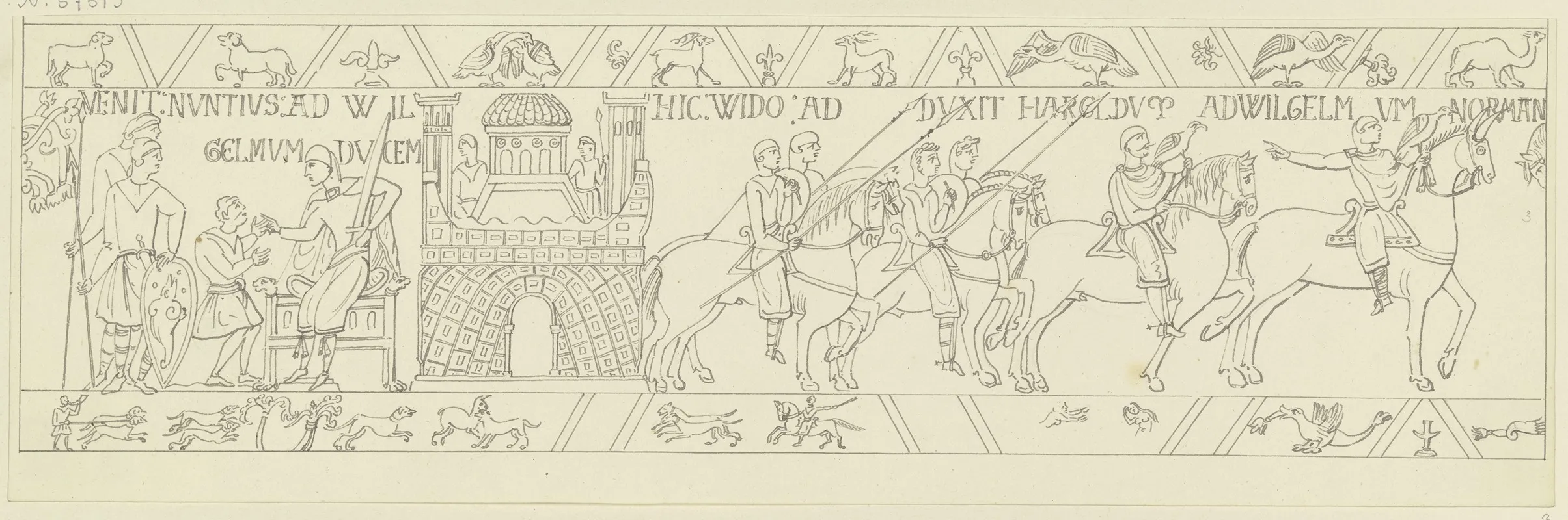 Zeichnung Nach Dem Bildteppich Von Bayeux
