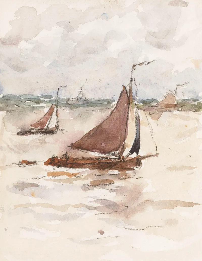 Zeilende Vissersschepen Op De Schelde 2 by Carel Nicolaas Storm van 's-Gravesande - Canvas Print