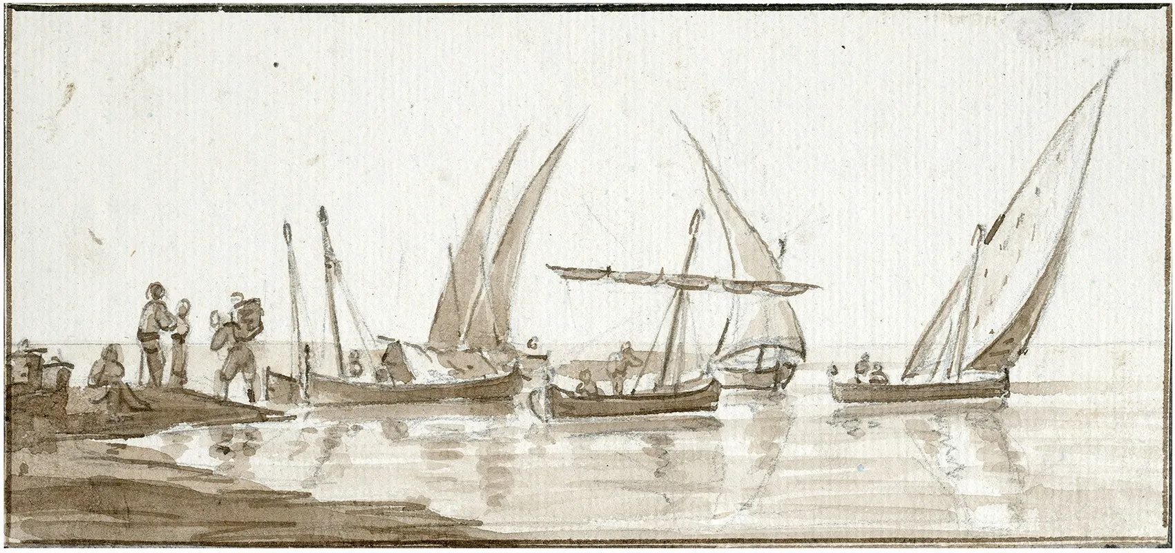 Zeilscheepjes Bij Een Kust by Otto Howen - Canvas Print