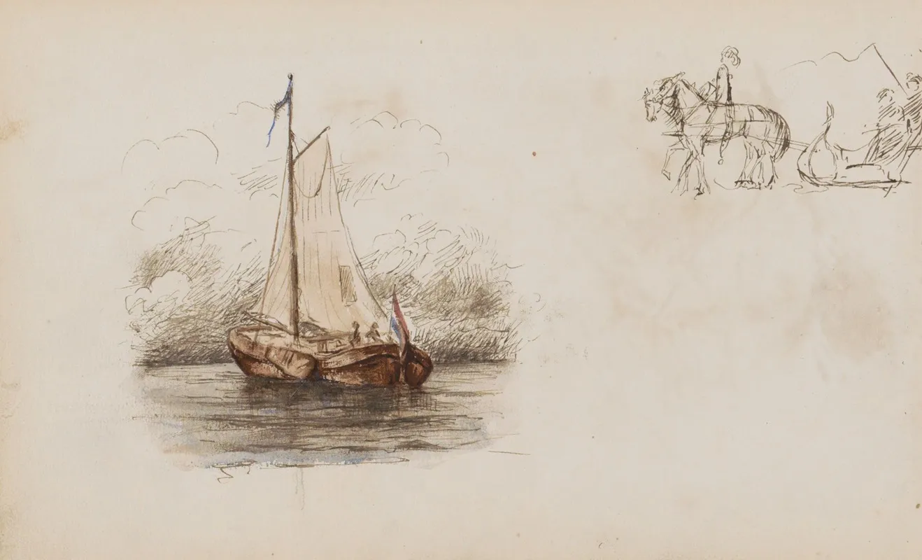 Zeilschip En Ruiter Met Koets