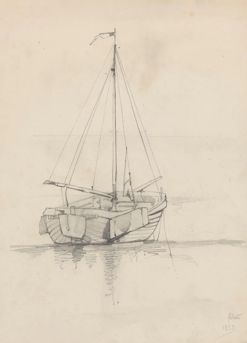 Zeilschip by August Allebé - Canvas Print